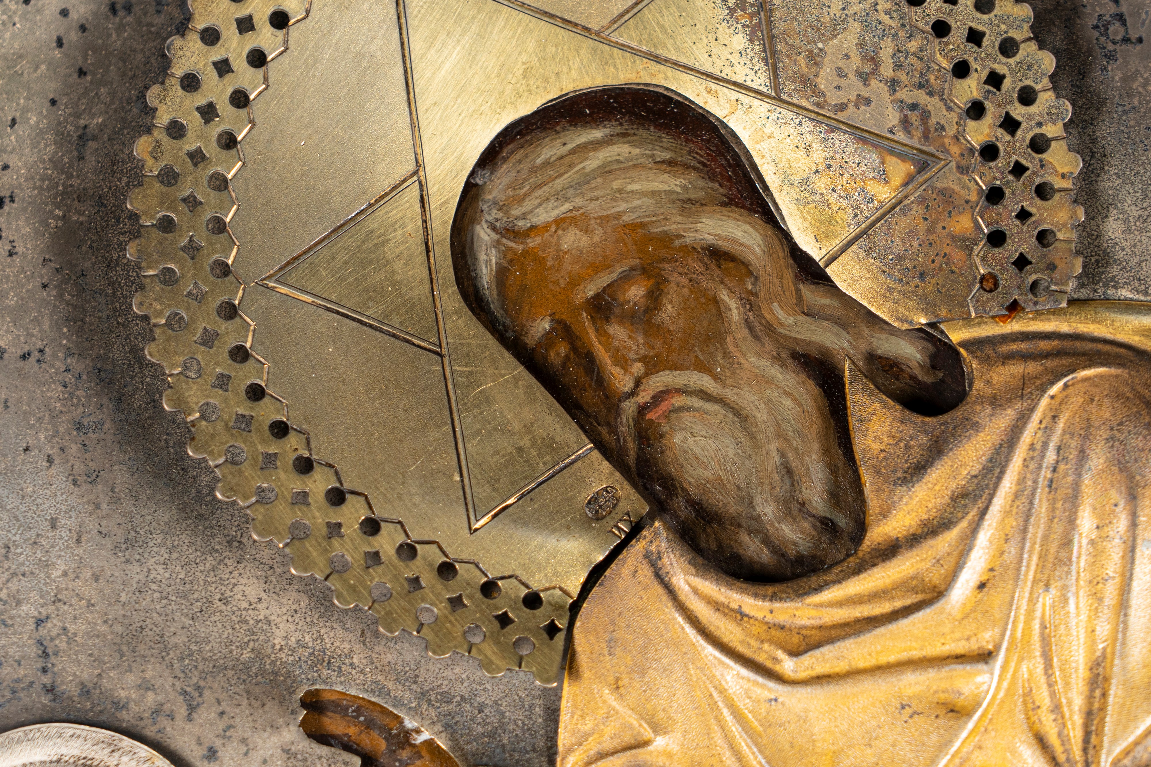 Grande Cristo crocifisso su tavola rivestita in argento. Khlebnikov. Mosca, 1890