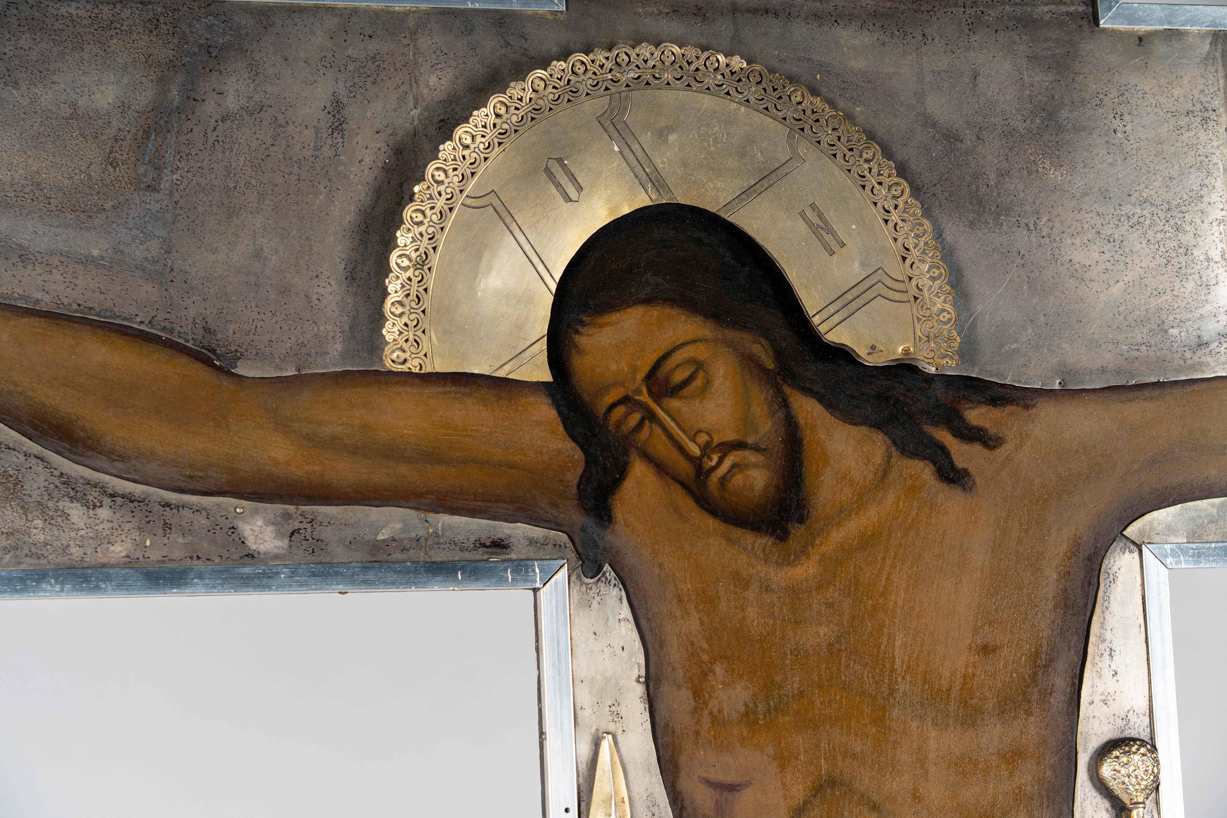 Grande Cristo crocifisso su tavola rivestita in argento. Khlebnikov. Mosca, 1890