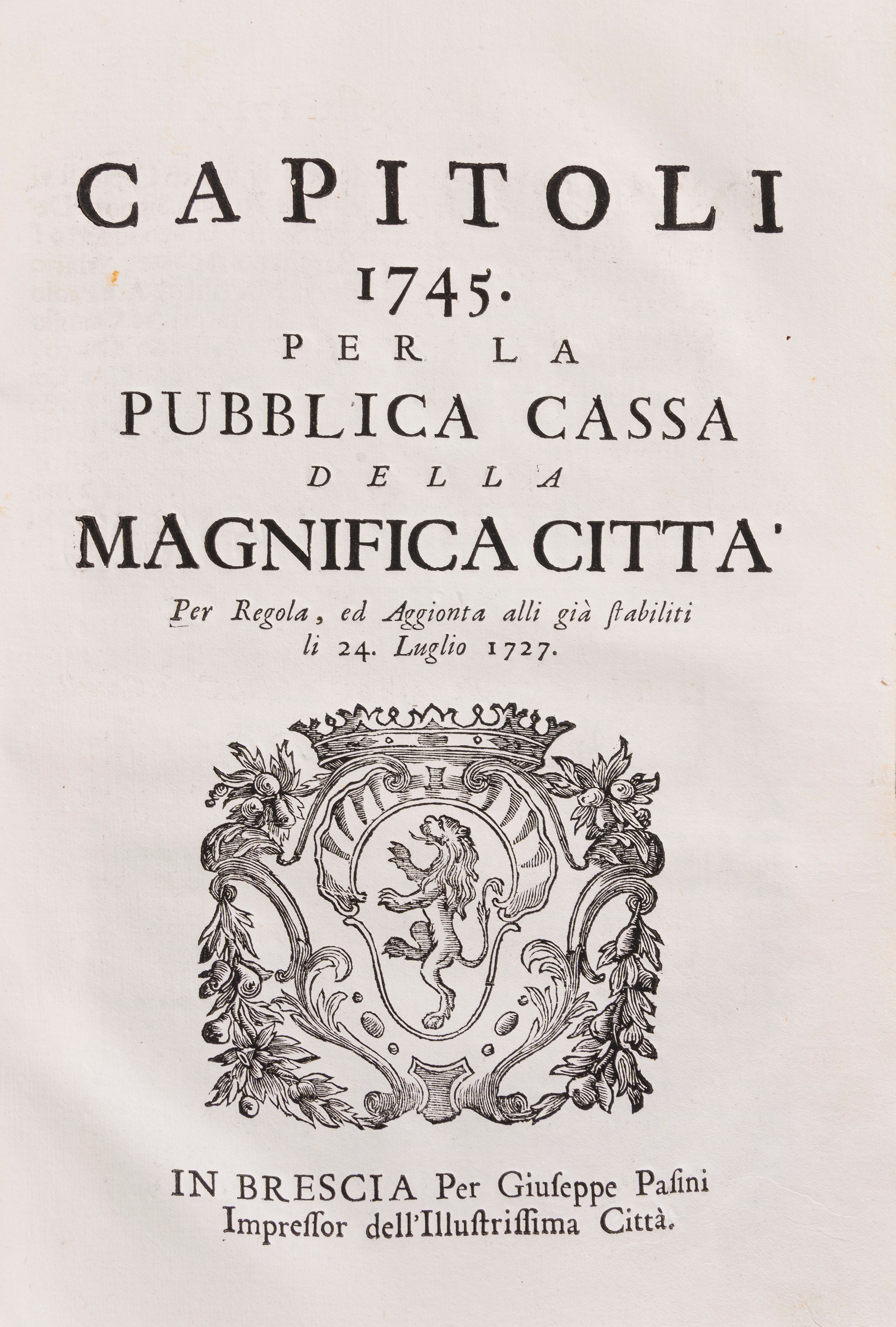Vignadotti, Ragione delli pubblici dati generali Vecchi e nuovi di Brescia e Bresciano, 1679