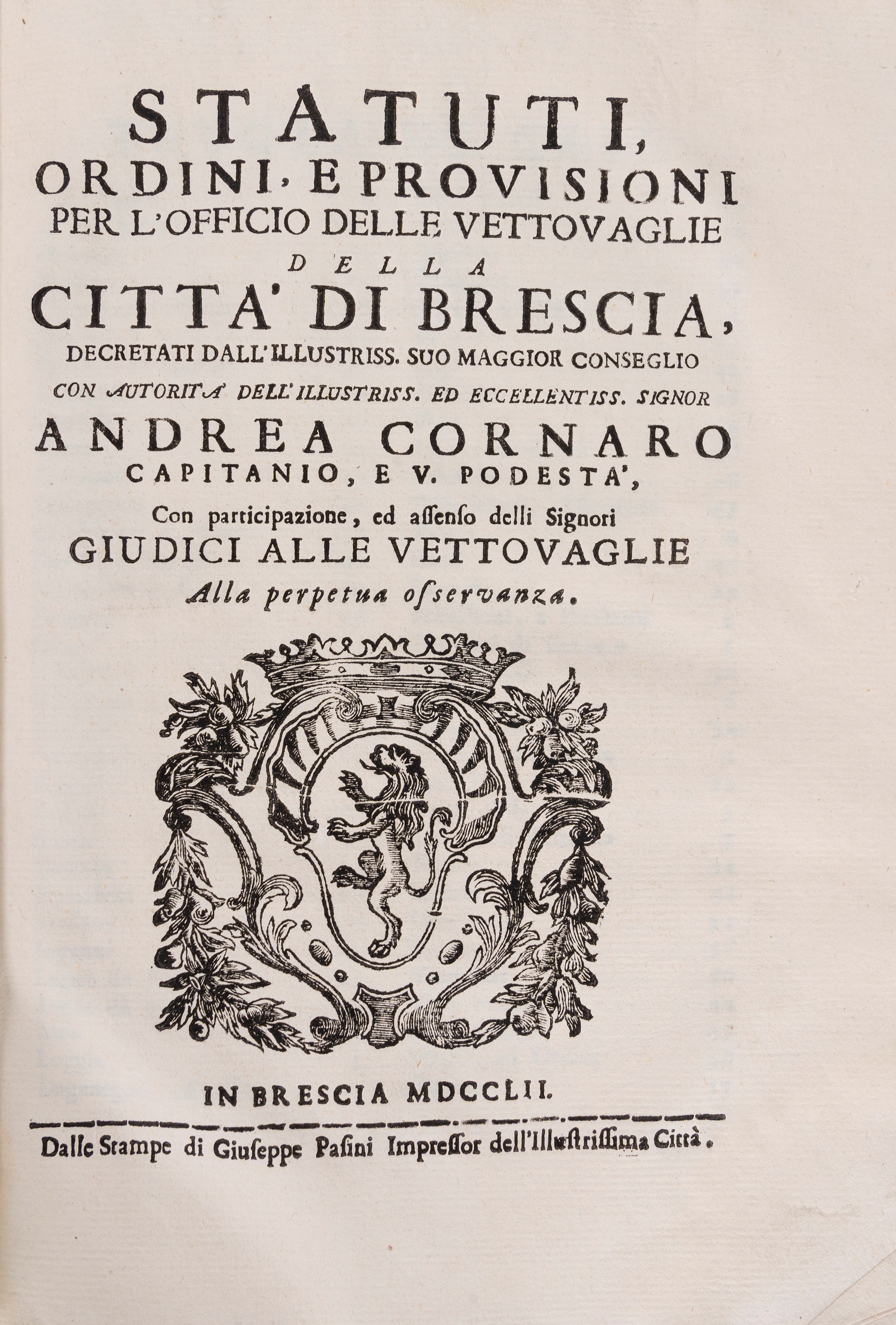 Vignadotti, Ragione delli pubblici dati generali Vecchi e nuovi di Brescia e Bresciano, 1679
