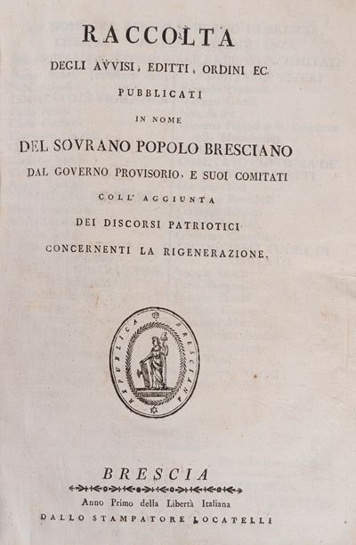 Raccolta degli avvisi ed editti pubblicati in nome del governo provisorio della Repubblica Bresci...