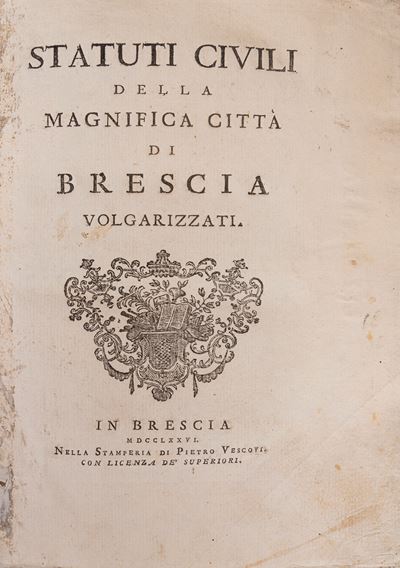 Pietro Vescovi, Statuti civili della Magnifica città di Brescia volgarizzati, 1776