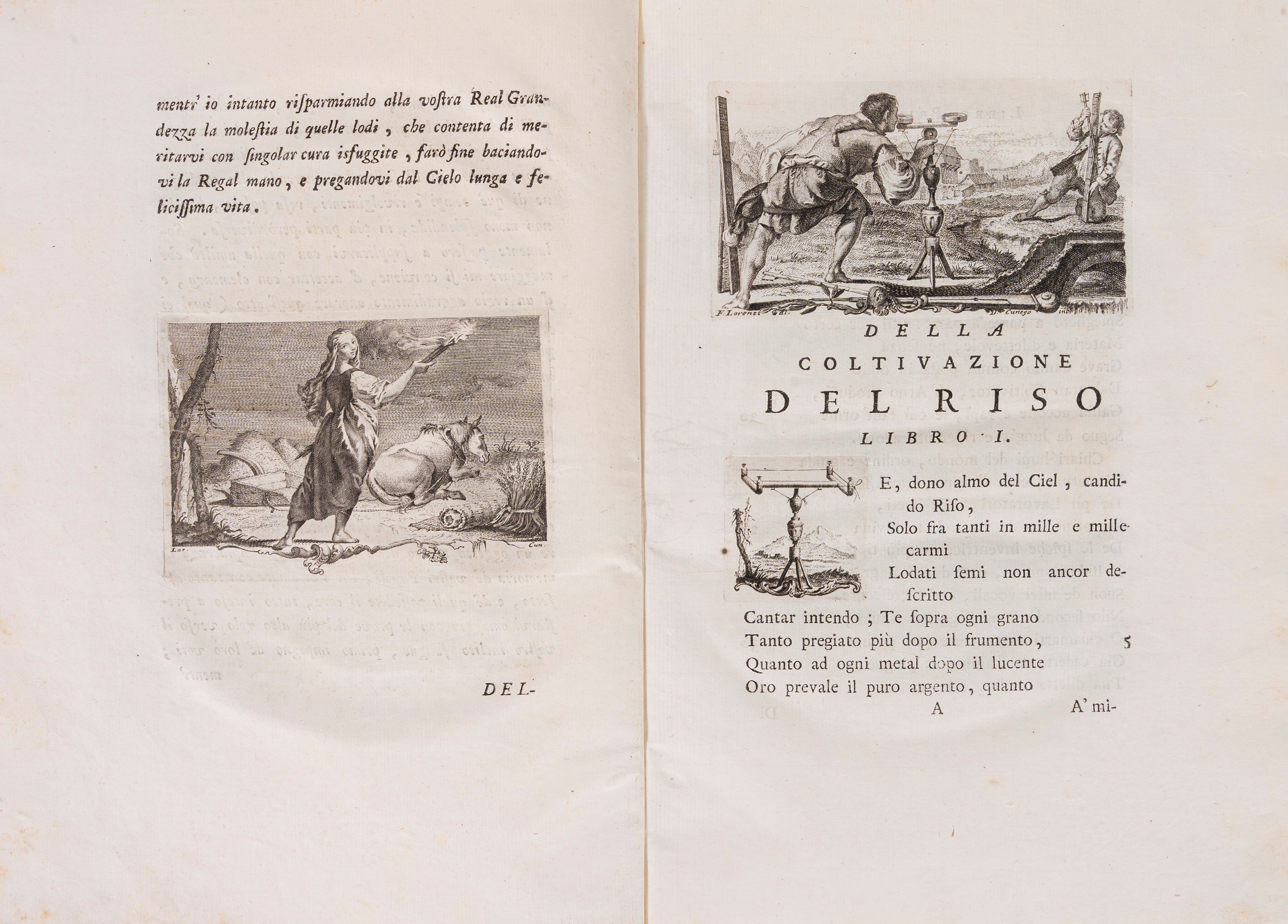 Giambattista Spolverini - La coltivazione del riso, edizione originale del 1758