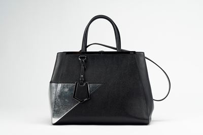 Borsa 2jours, in pelle nera con dettagli in pelle argentata