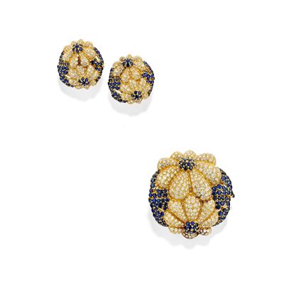 Demi-parure con Diamanti e Zaffiri