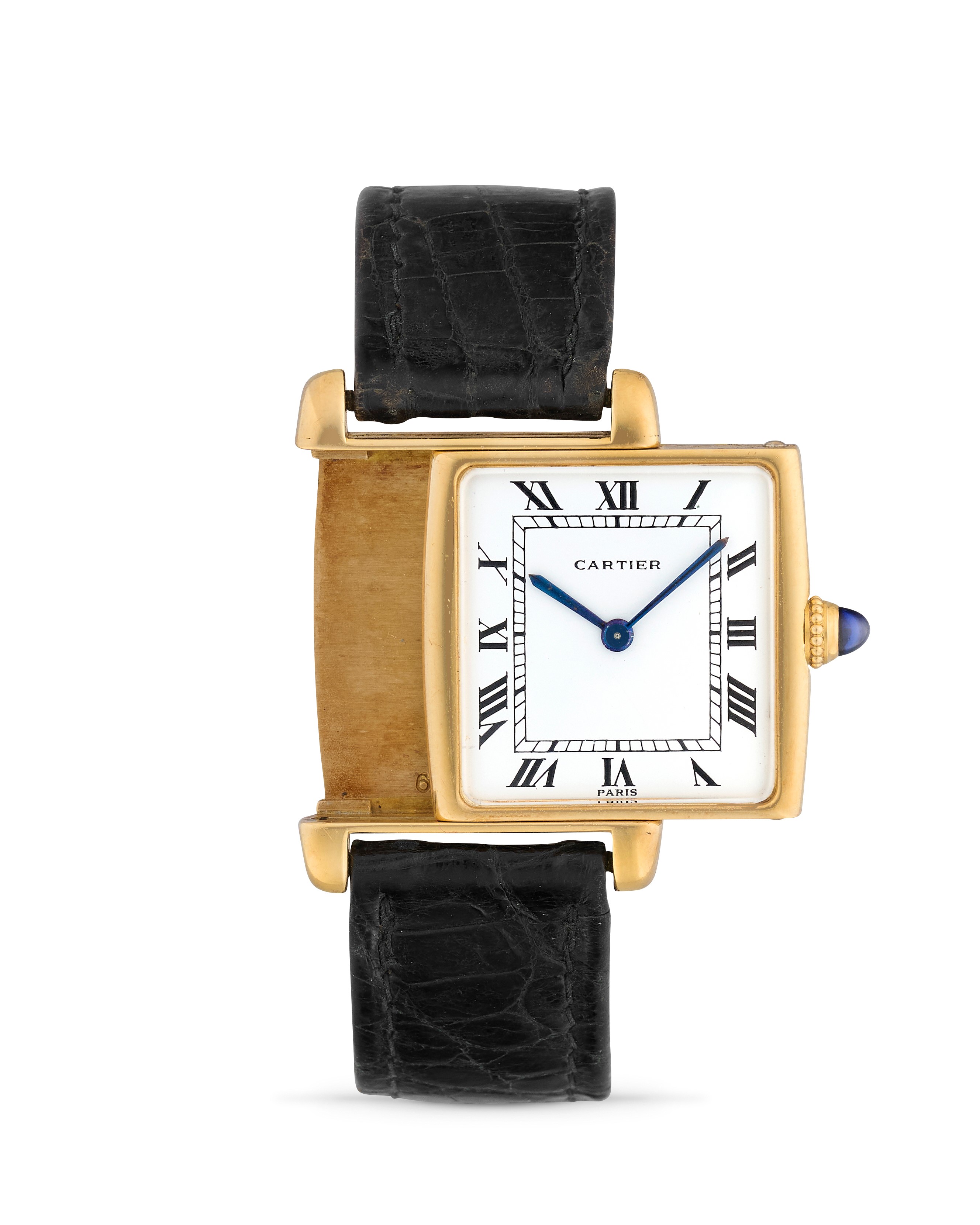 Cartier - Orologio Tank Reverso, oro 18k, anni '70