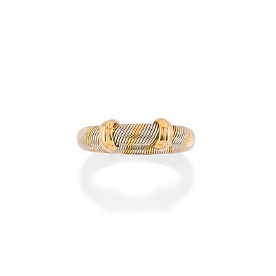 Date ( ), Anello tubogas in acciaio e oro giallo 18k