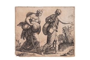 Two women with sack