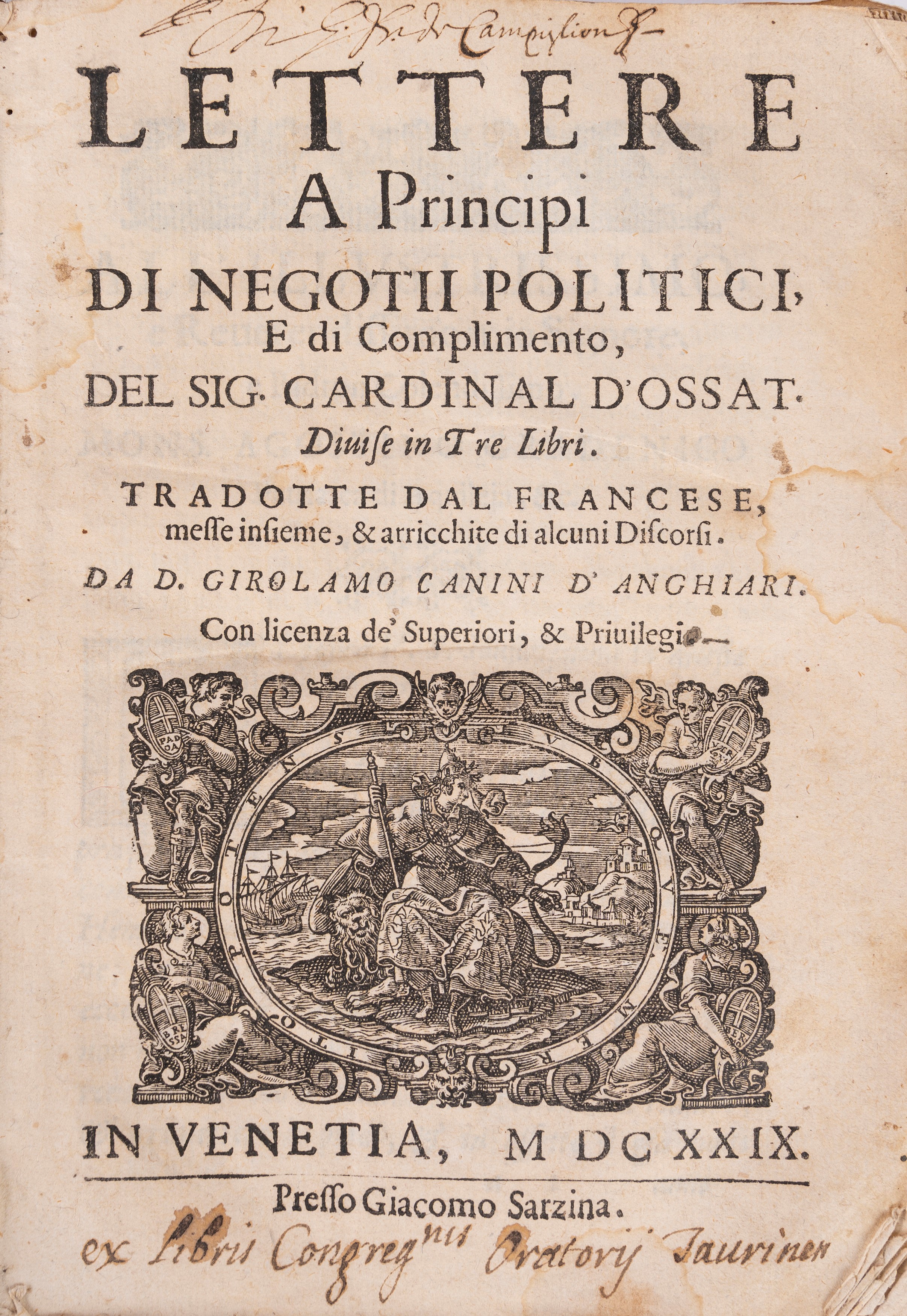 D'Ossat, Arnaud - Lettere a principi di negotii politici, e di ...