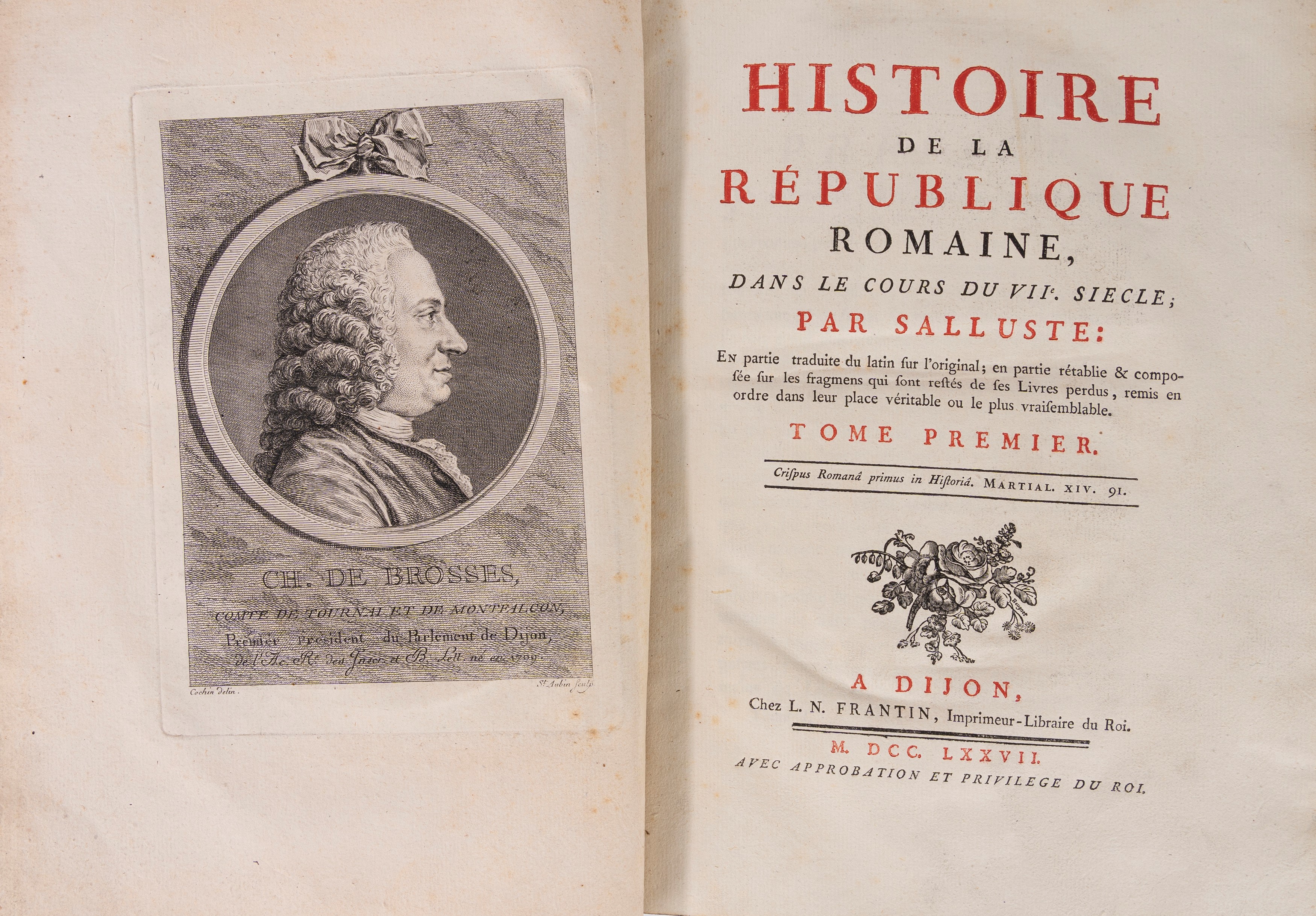 Gaio Sallustio Crispo - Histoire de la République romaine - Edizione originale, 1777