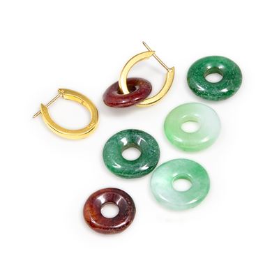 Orecchini a cerchio ovale in oro giallo 18k con dischi intercambiabili