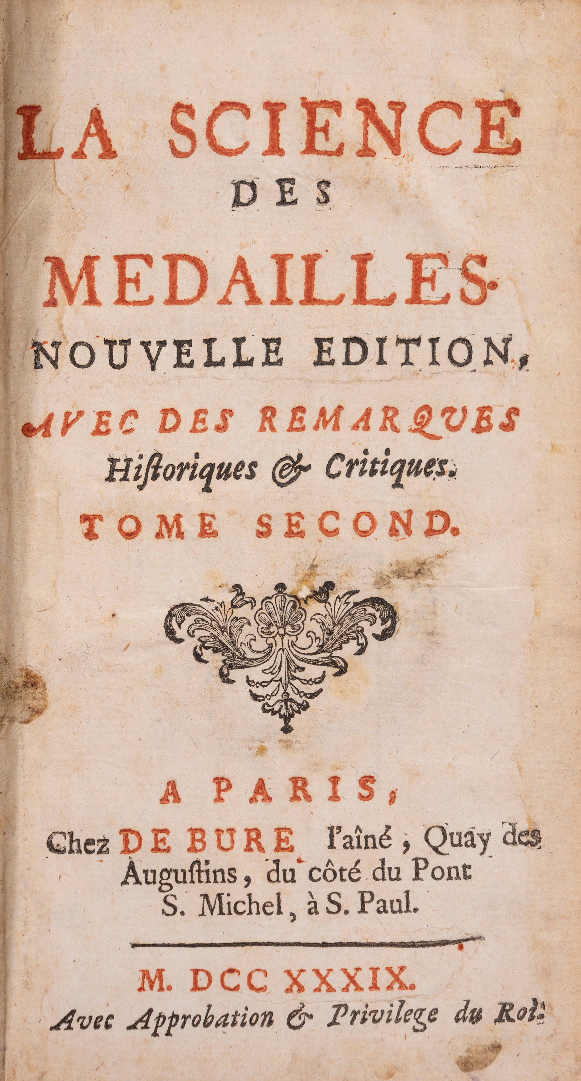 Louis Jobert - La science des medailles, edizione del 1739