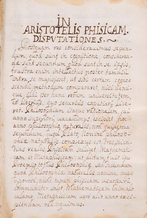 In Aristotelis phisicam disputationes [Quattuor disputationes in octo libros physicorum Aristotelis].