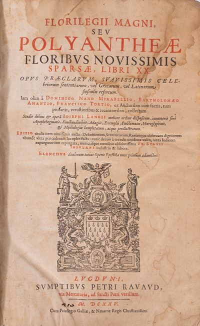 Florilegii Magni, seu Polyantheae floribus nouissimis sparsae, libri XX, 1625