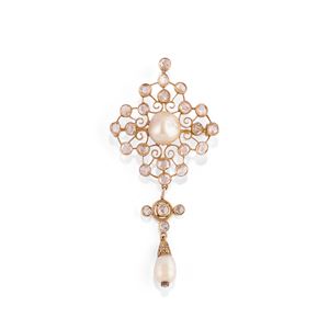 Pearl pendant brooch