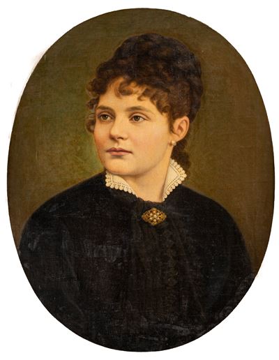 E. Bartolomei, Ritratto di gentildonna a mezzo busto, olio su tela, cm 63 x 50