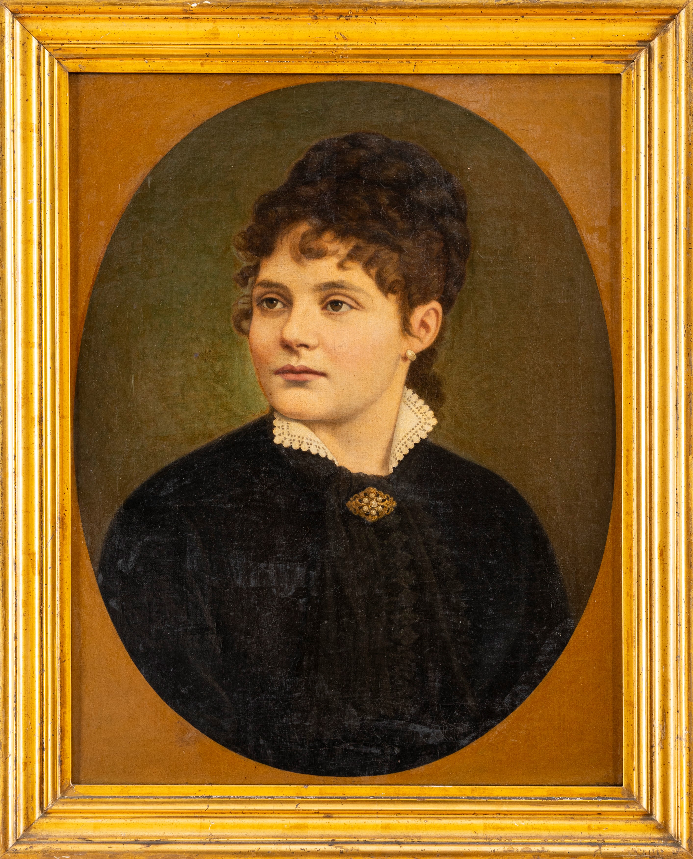 Scuola Italiana, Secolo XIX - E. Bartolomei, Ritratto di gentildonna a mezzo busto, olio su tela,...