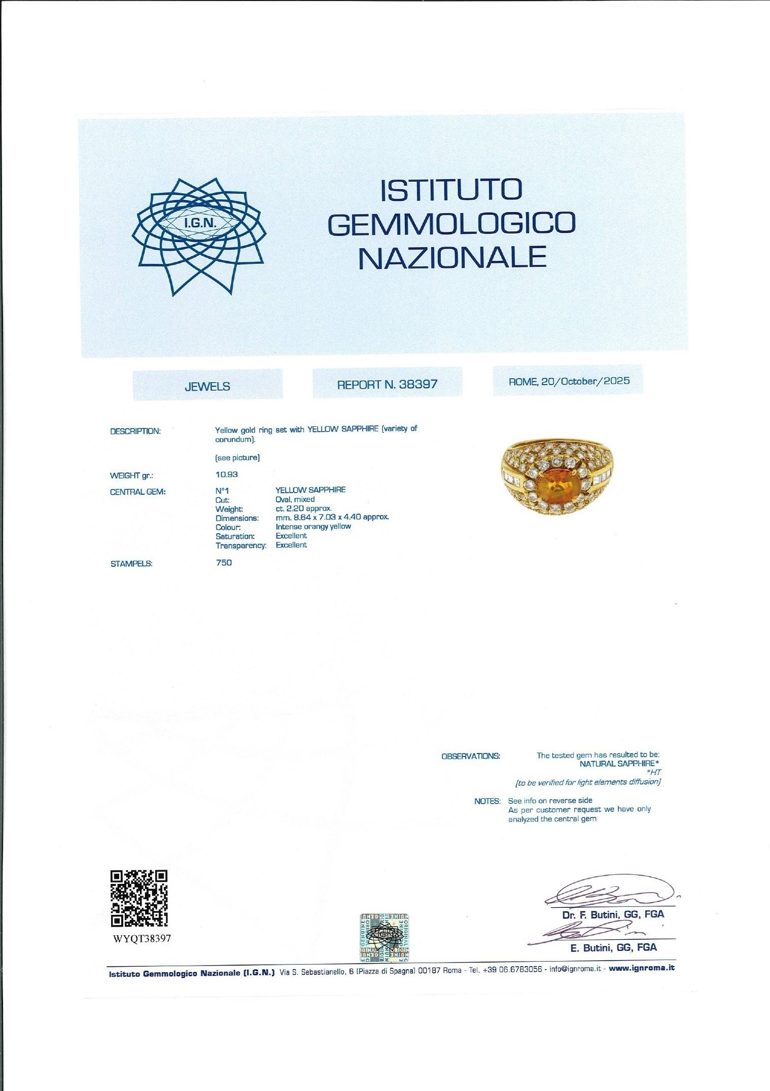 Anello con Zaffiro