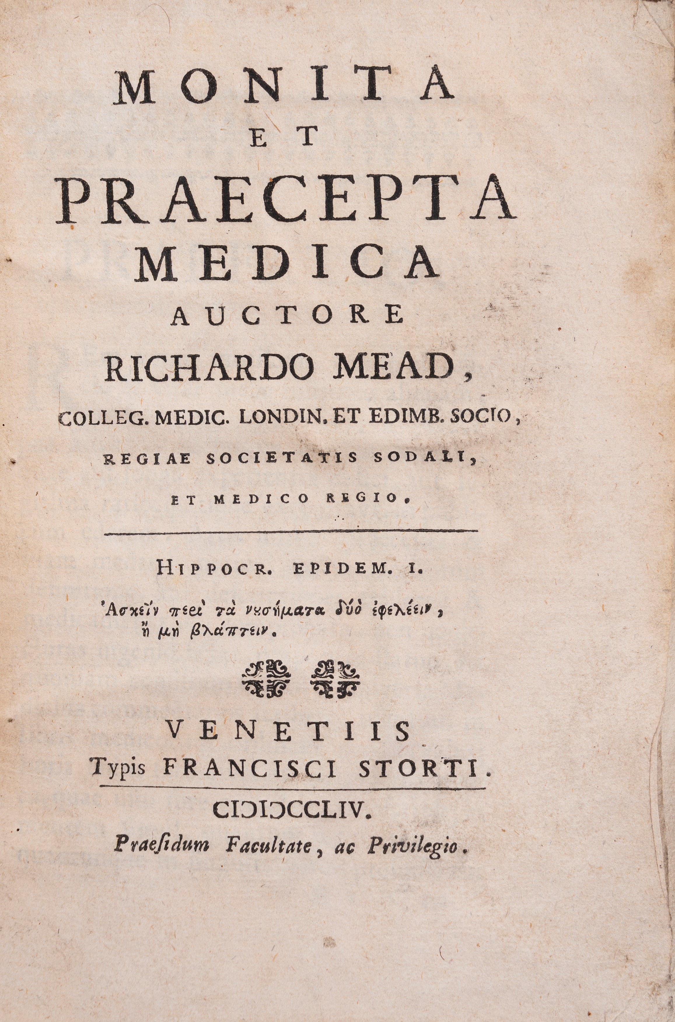 Johan Van Beverwijck - Idea Medicinae veterum, 1637, Edizione originale