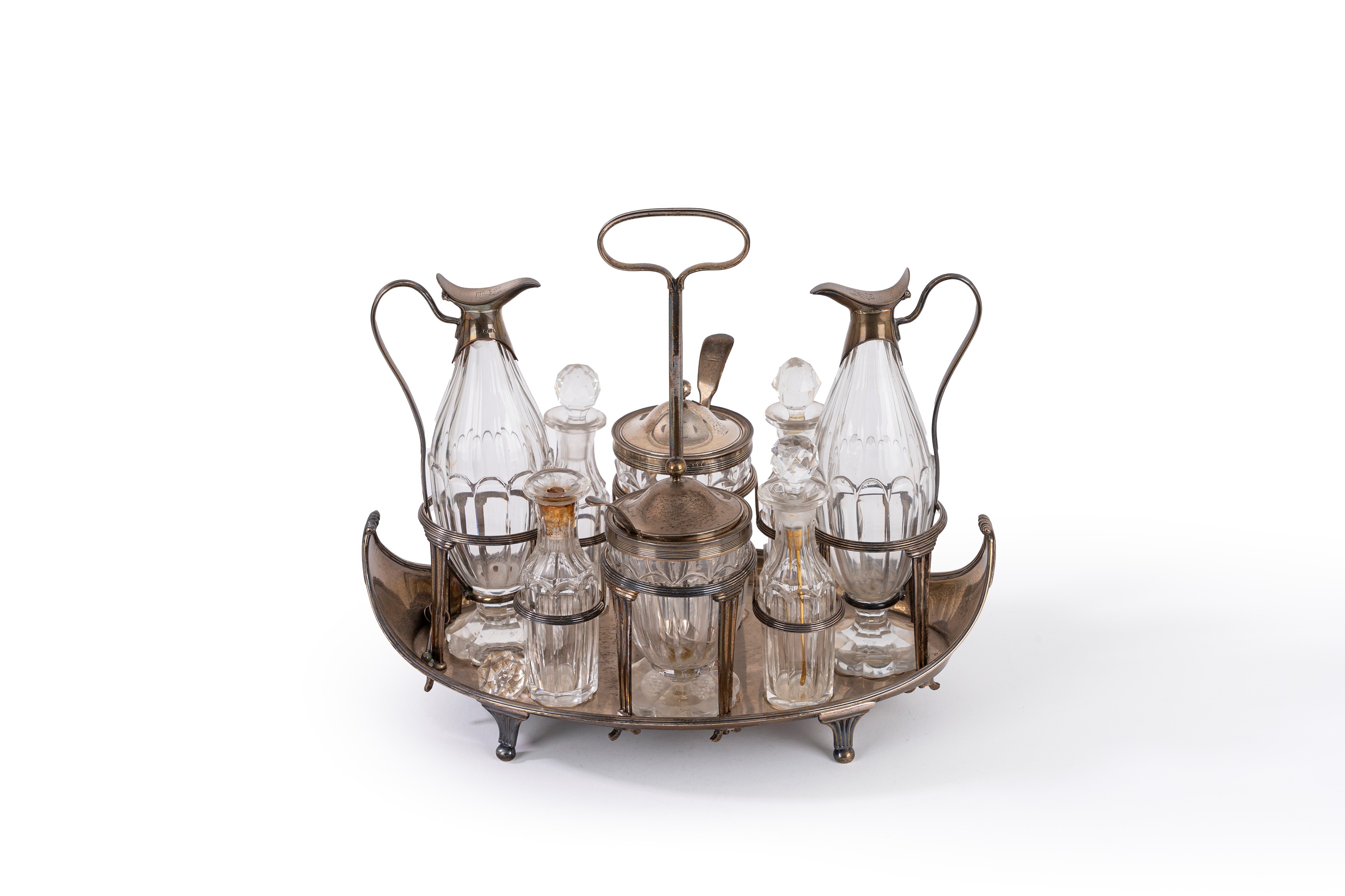 Henry Green - Cruet in argento con accessori in cristallo, Londra 1792-93