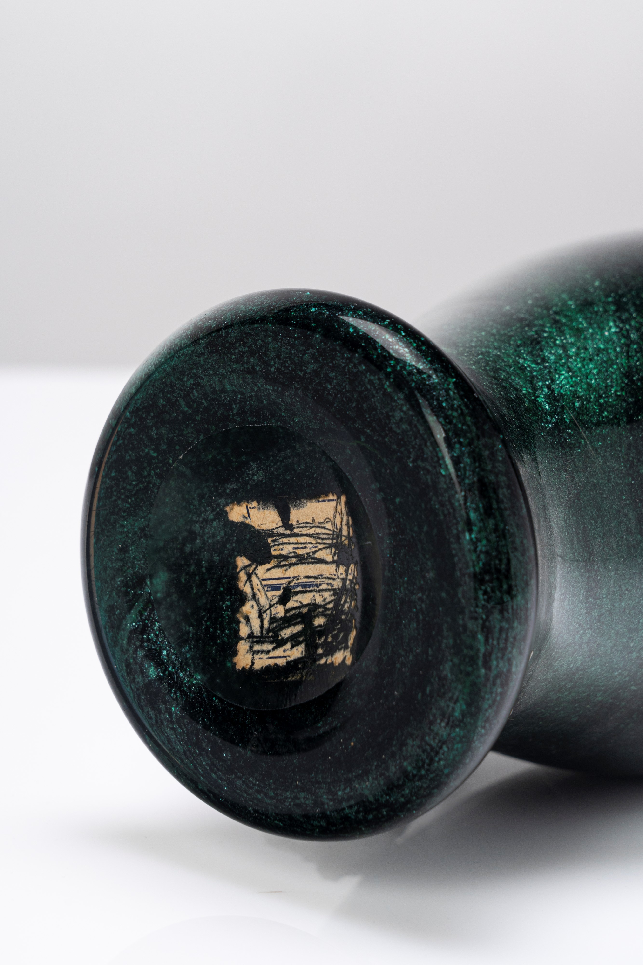 Pauly & C. - C.V.M. - Vaso a balaustro, vetro soffiato con avventurina verde (Murano), 1940 circa