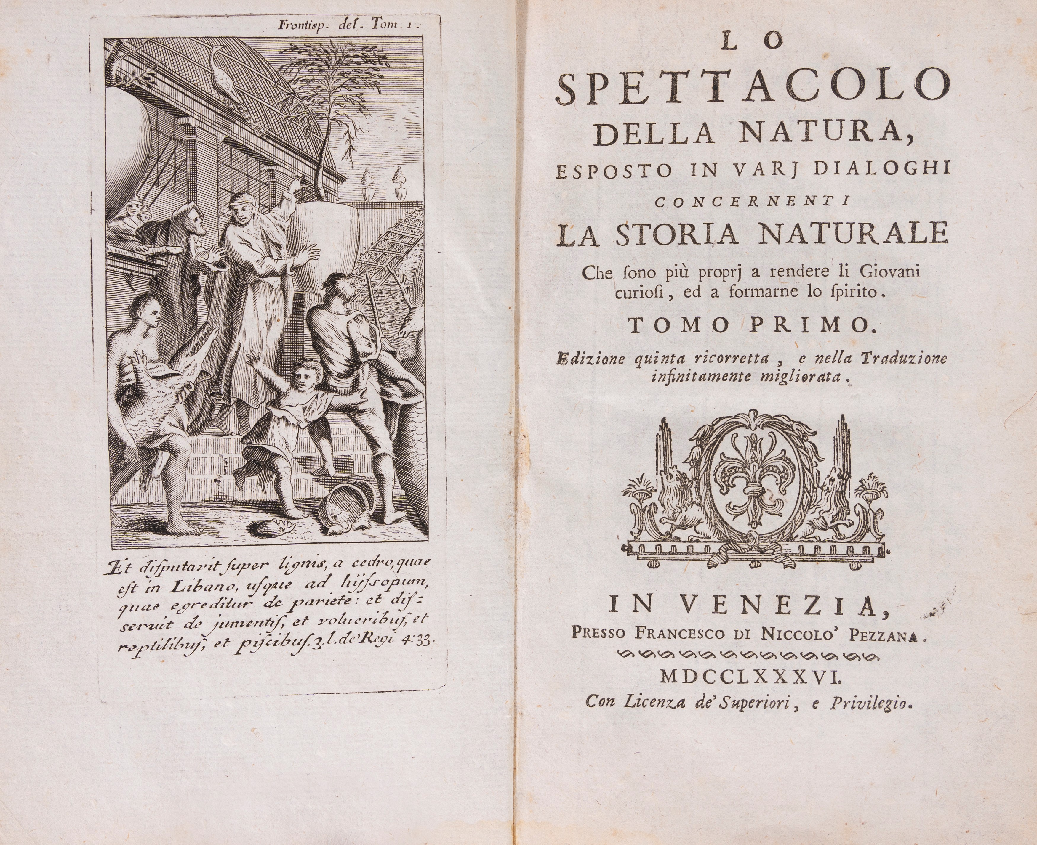 Nöel Antoine Pluche - Lo spettacolo della natura, Quinta edizione, 1786, 14 tomi in 7 volumi