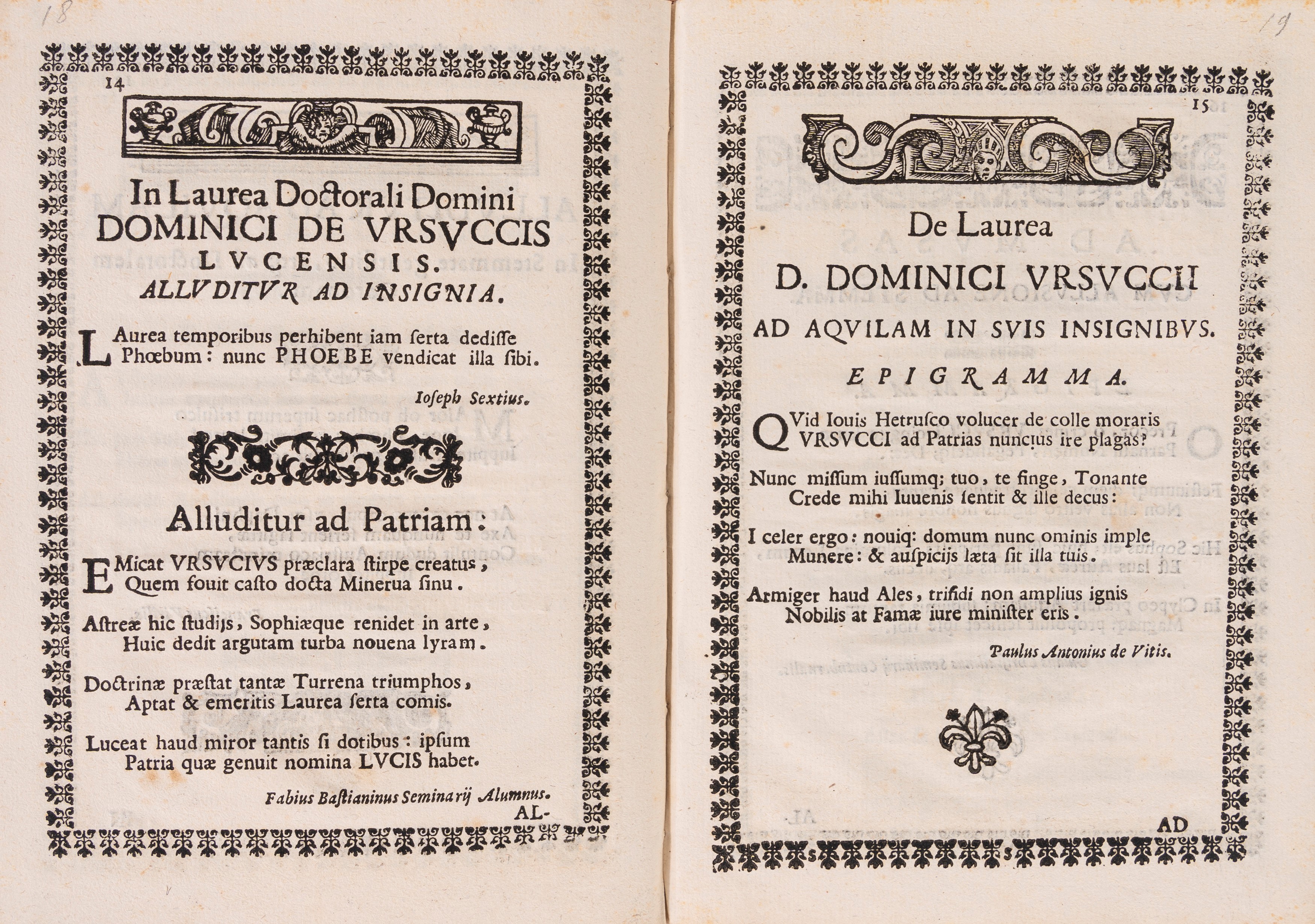 Aa.vv. - Augustus chorus musarum in laurea Dominici Vrsucci, 1670