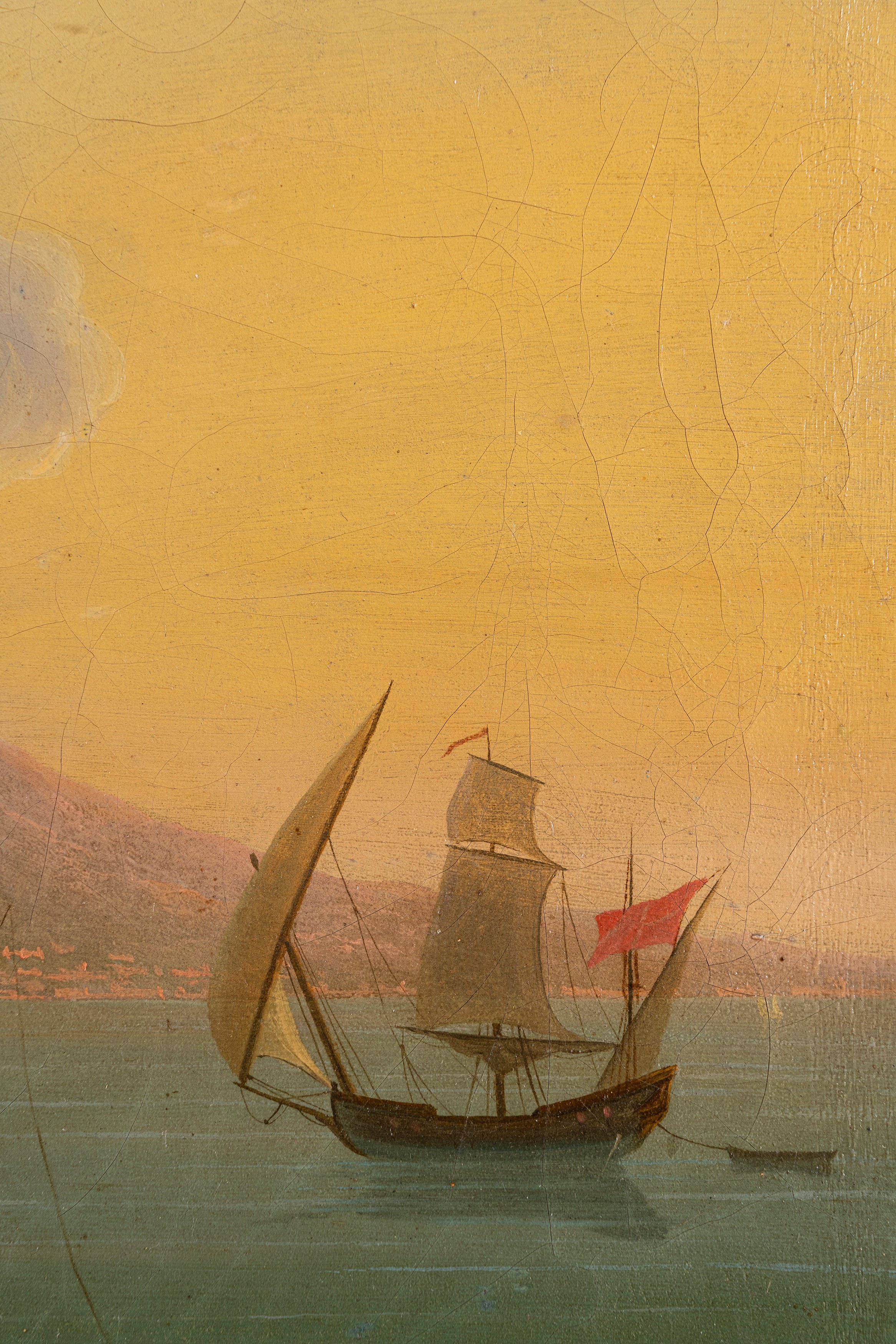 Francesco Fidanza (roma 1747 – Milano 1819) - Veduta del Golfo di Napoli con pescatori, olio su t...