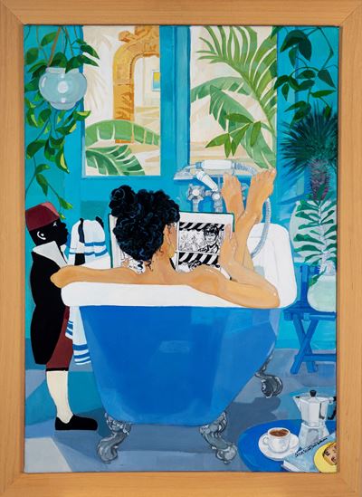 Leggendo Hugo Pratt, acrilici su tela, 70 x 100 cm, 2012