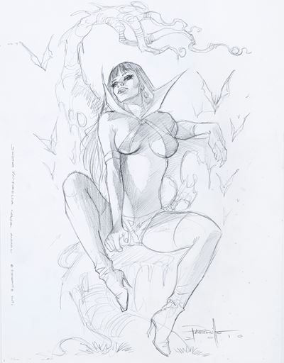 Studio preliminare per Vampirella Annual n. 1, matita su carta