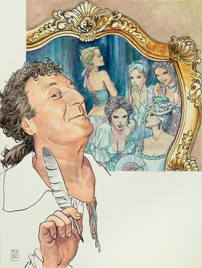 La notte dei posteri - Illustrazione originale, matita, china e acquerello su cartoncino