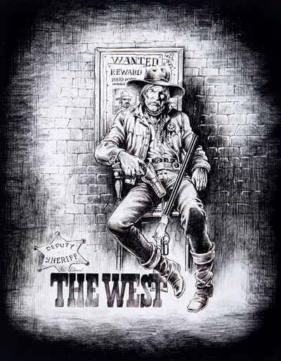 The West, matita e china su cartoncino