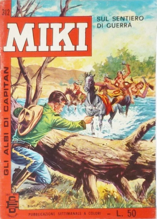 Franco Bignotti - Capitan Miki - Sul sentiero di guerra, tempera su cartone