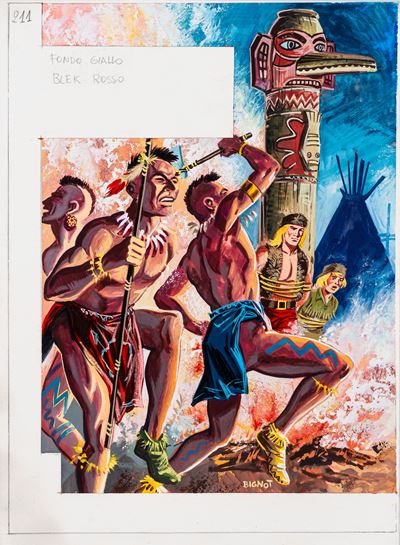 Grande Blek - Nel campo irochese, tempera su cartone