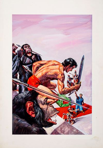 Tarzan - Il gladiatore della giungla, tempera su cartone
