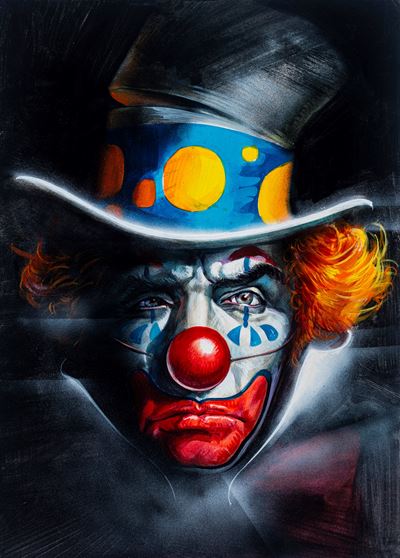 Terror Blu - Clown, tempera su cartone