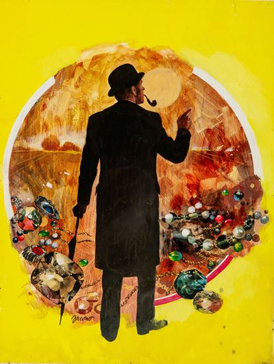 Il Giallo Mondadori - Questione di follia, tempera e collage su cartone