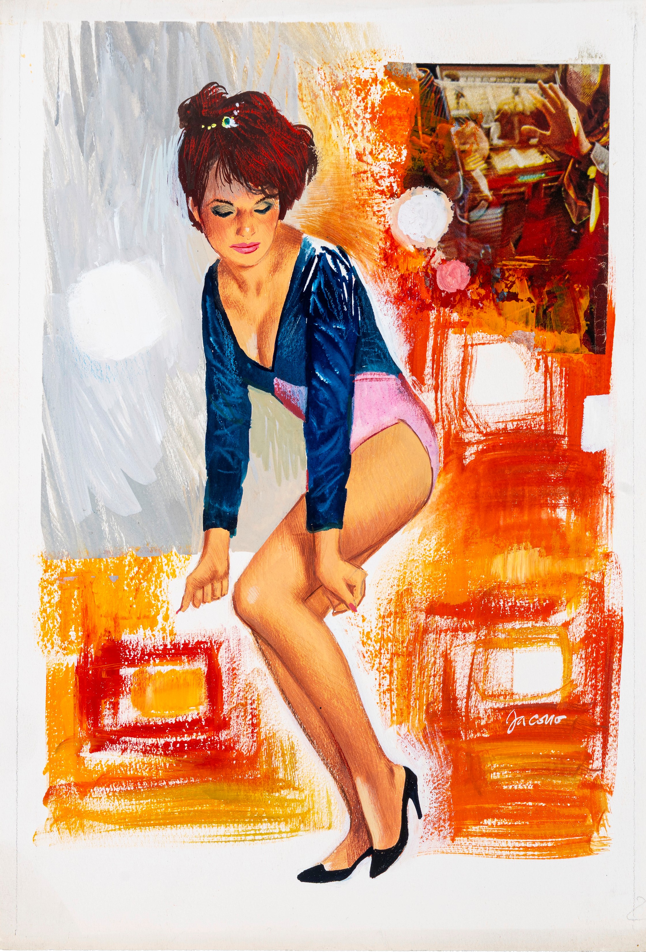 Carlo Jacono - Gli sport, tempera su cartone, anni '80