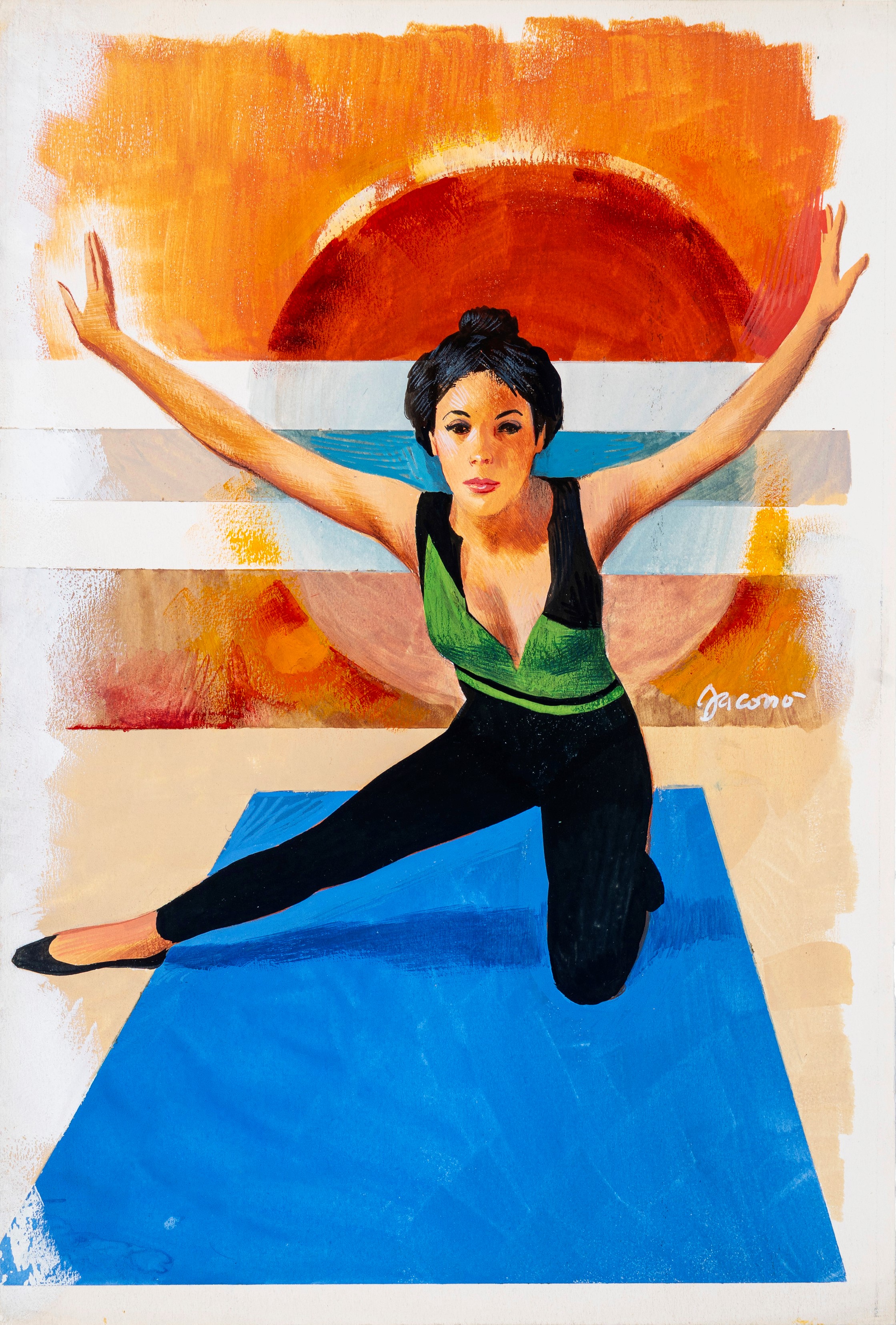 Carlo Jacono - Gli sport, tempera su cartone, anni '80