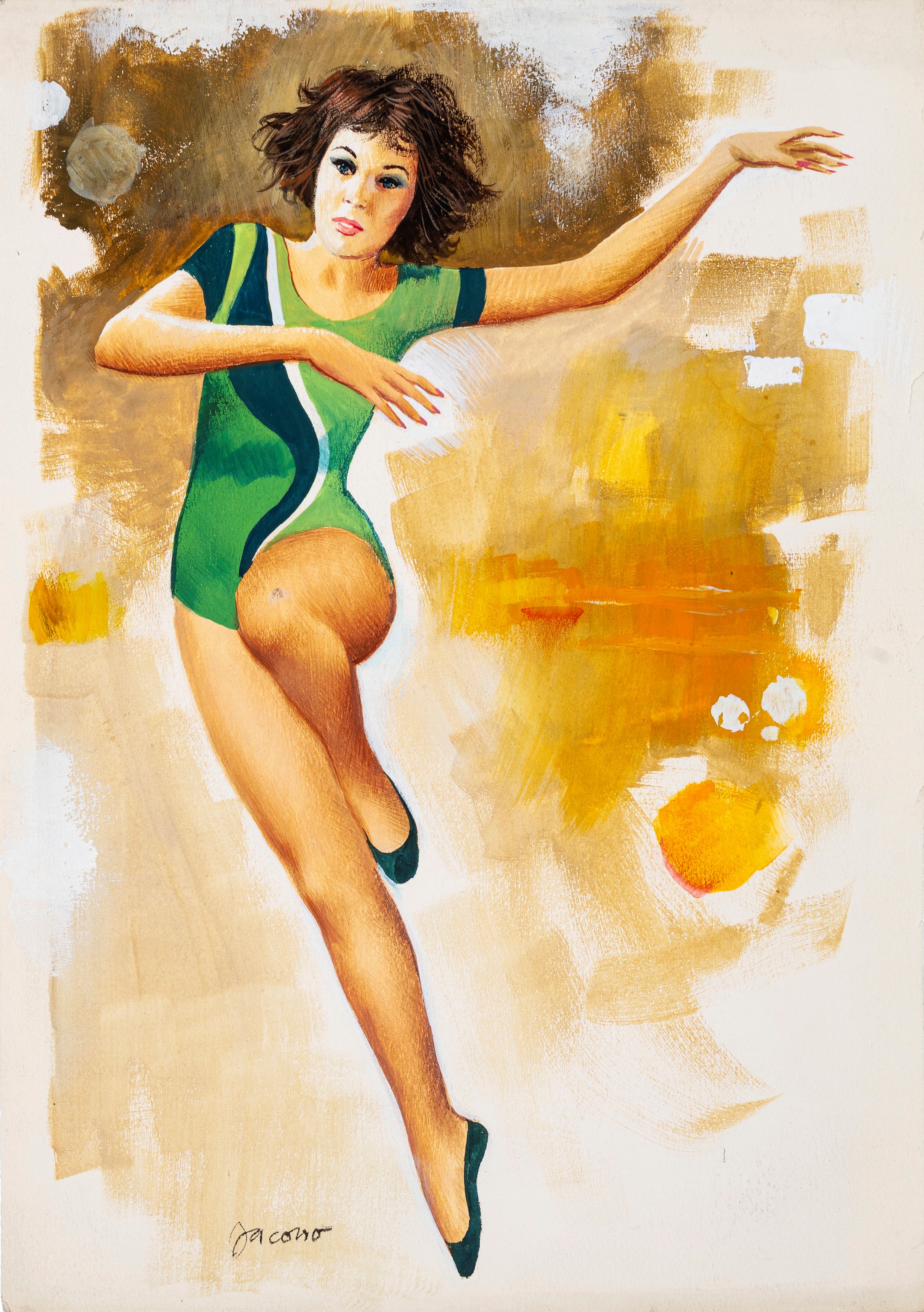 Carlo Jacono - Gli sport, tempera su cartone, anni '80