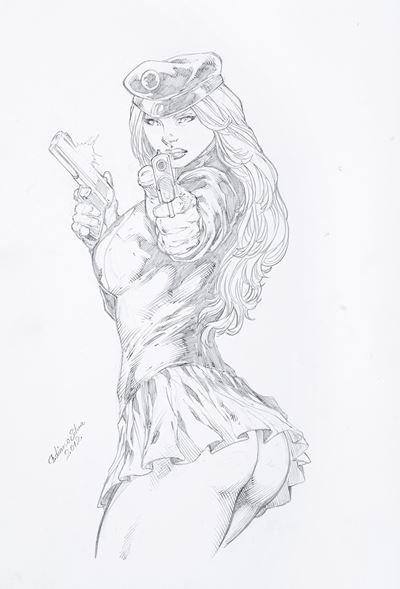 Lady Blackhawk - matita su cartoncino
