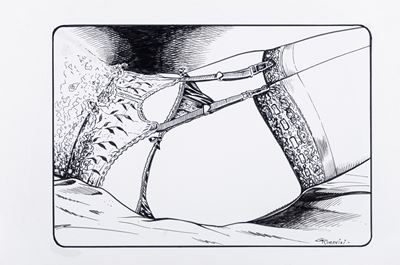 Illustrazione per Erotica '92, matita e china su cartoncino