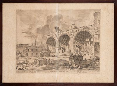 Veduta degli avanzi del Tempio della Pace, incisione del 1800