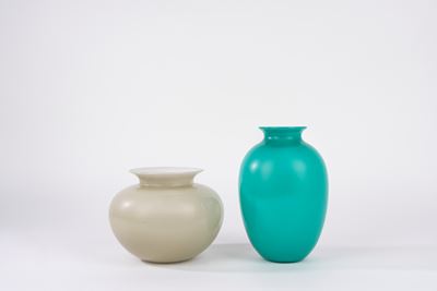 Veart Venezia, Due vasi in vetro, verde acquamarina e beige