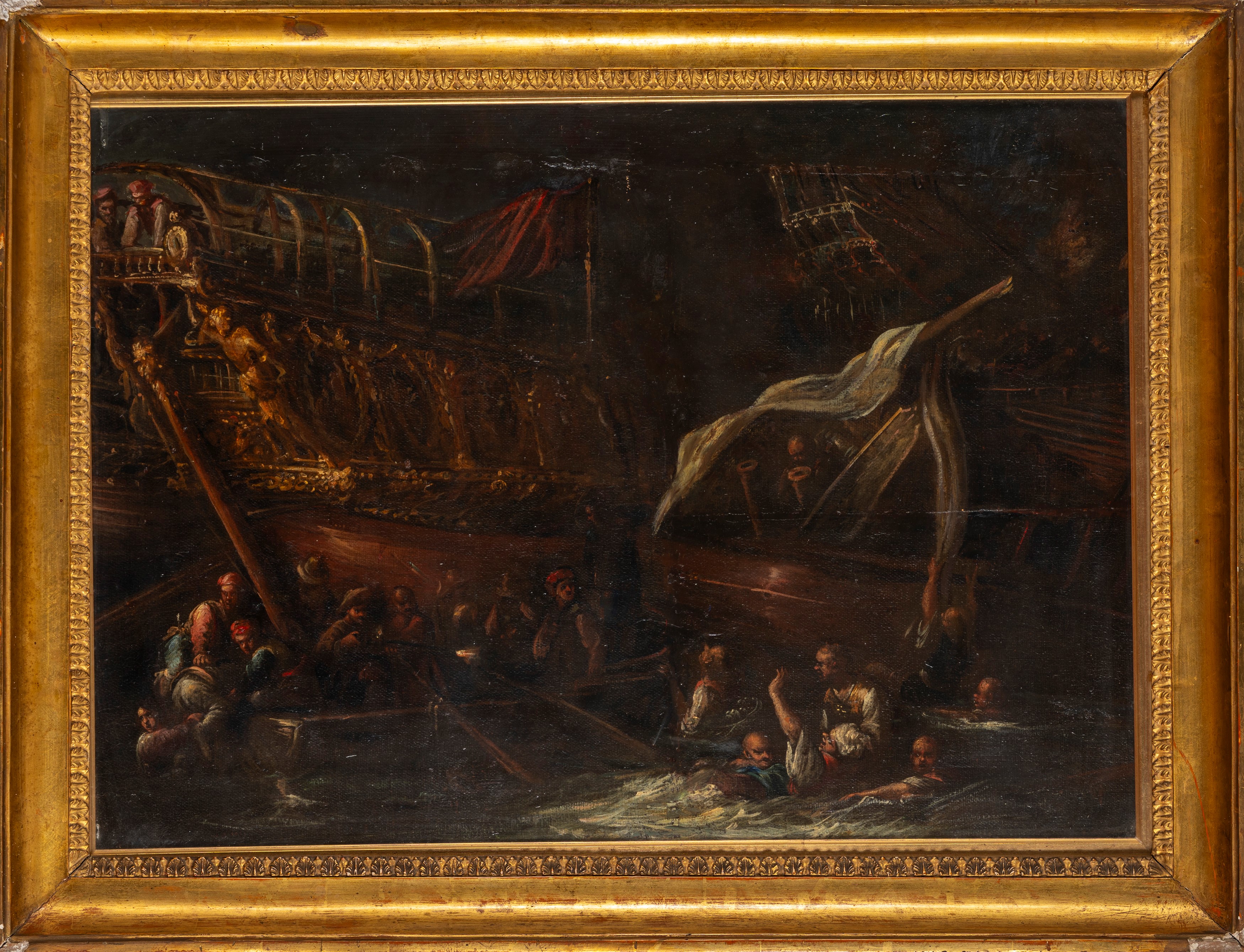 Scuola Italiana, Secolo XVII - Scena di naufragio, olio su tela