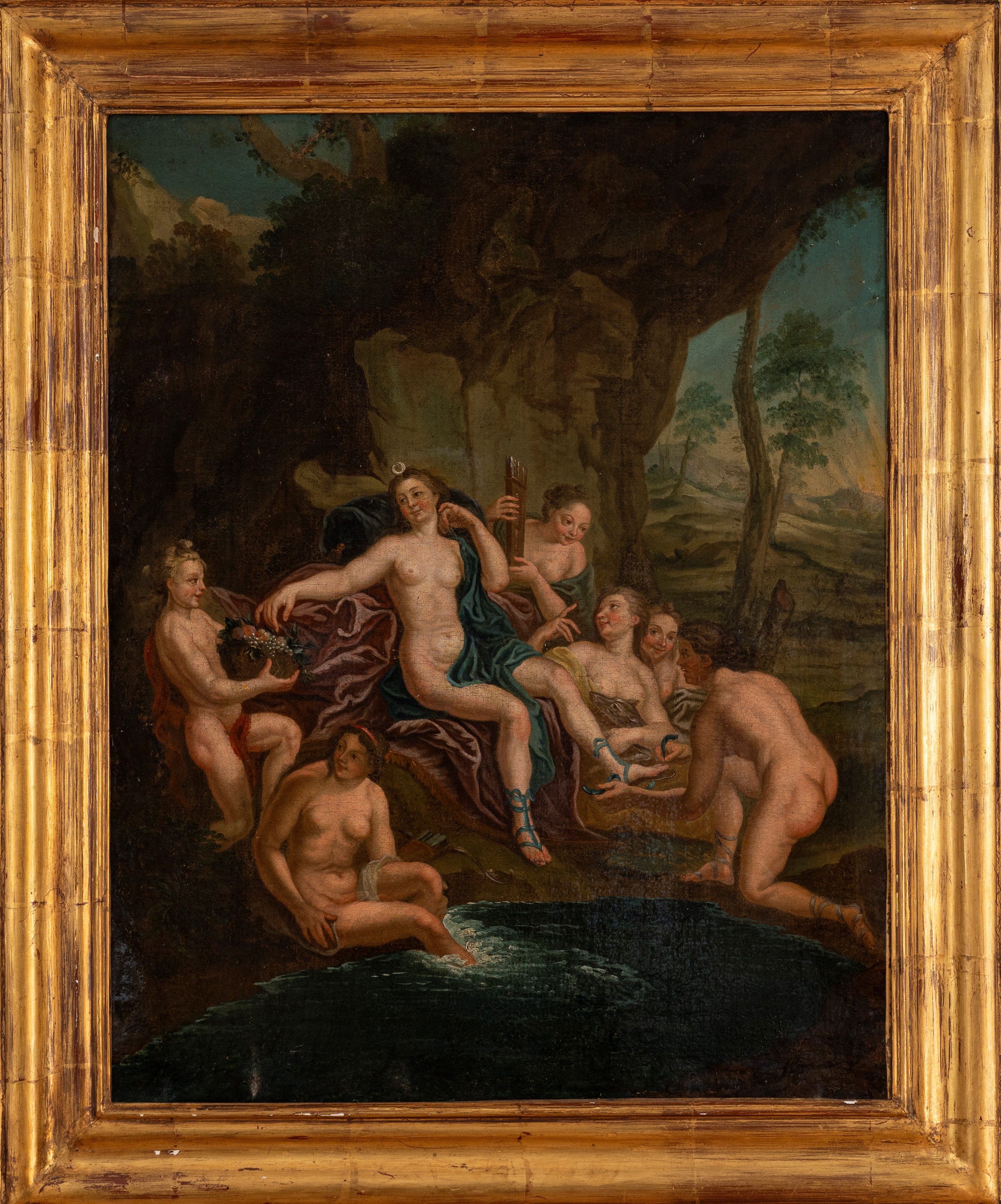 Scuola Fiamminga, Secolo XVIII - Autore non identificato, Diana e le ninfe, olio su tela