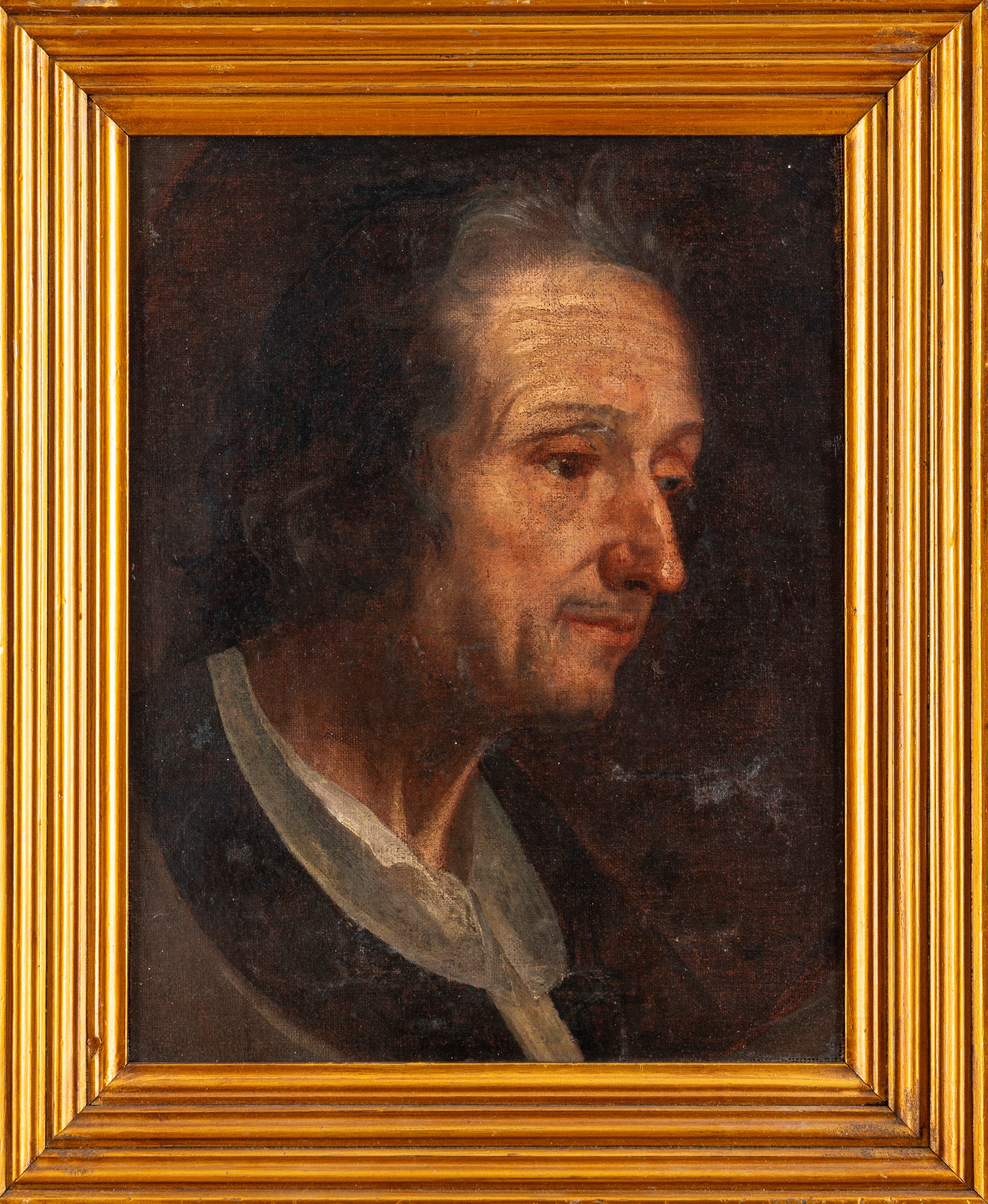 Scuola Italiana, Secolo XVIII - Ritratto virile, olio su tela in forma ovale
