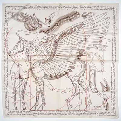Christian Renonciat, Foulard Le Pégasse di Hermès, seta su fondo bianco