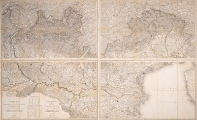 Carta Generale del Regno Lombardo-Veneto, incisione in rame a colori, 1858