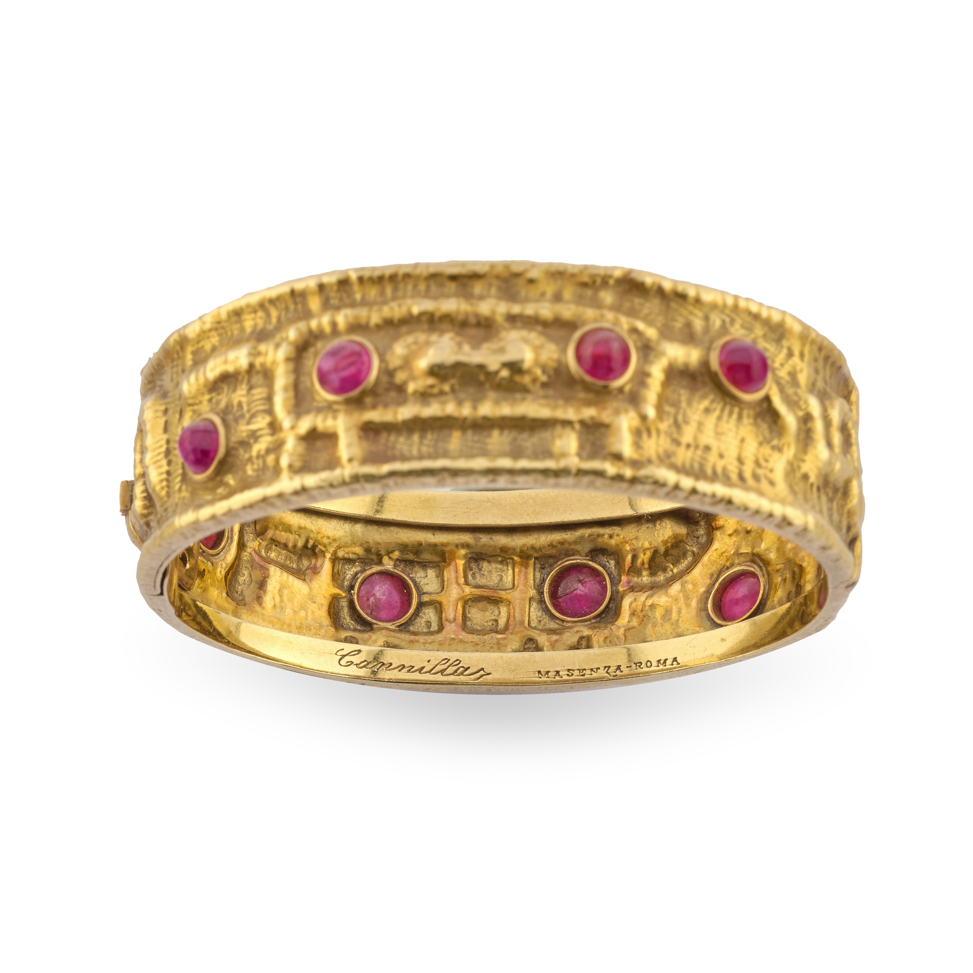 Franco Cannilla per Masenza - Bracciale in oro giallo 18k con rubini, anni '50